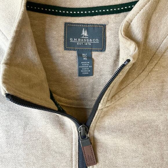 G.H. Bass & Co. men Long Sleeve Half Zip Turtleneck Sweatshirt size XL, Beige - Picture 6 of 9